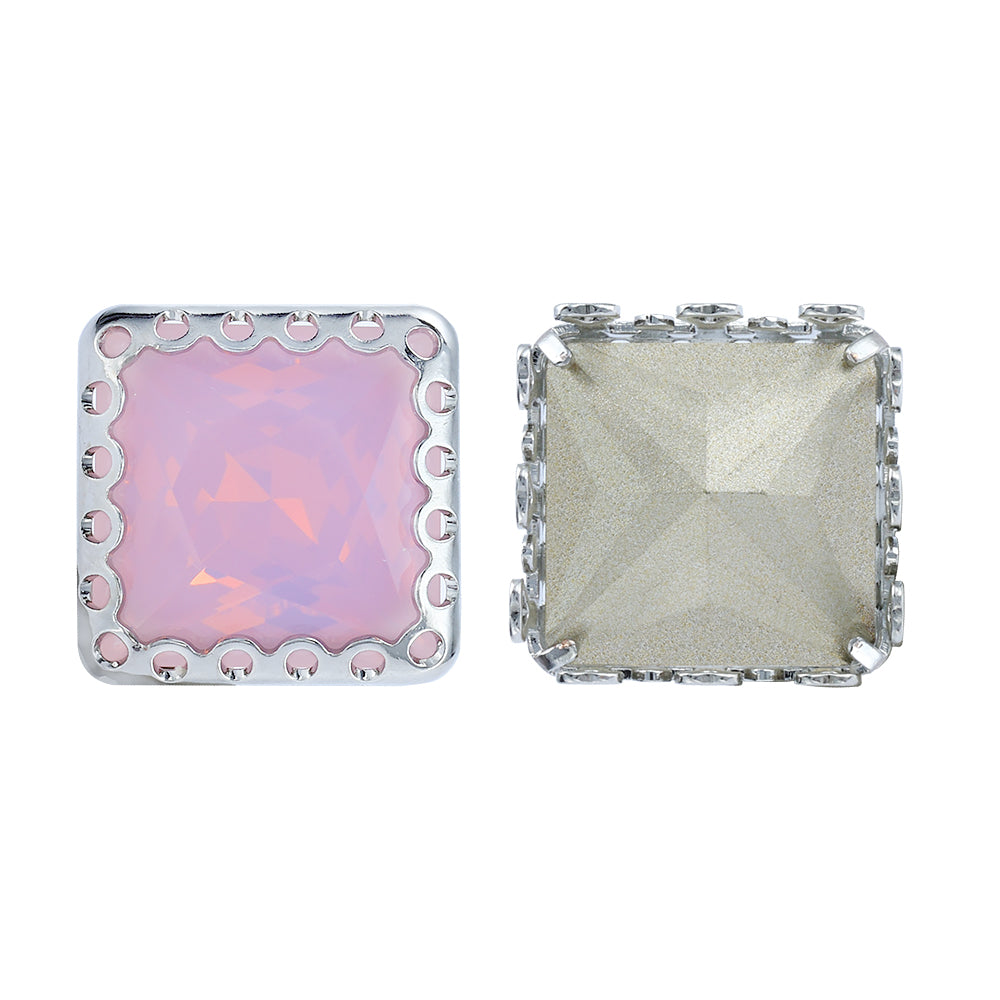 Rose Water Opal Princess Square Shape High-Quality Glass Sew-on Nest Hollow Claw Rhinestones WholesaleRhinestone