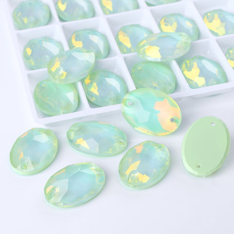 Light Azore AM Oval Shape High Quality Glass Sew-on Rhinestones