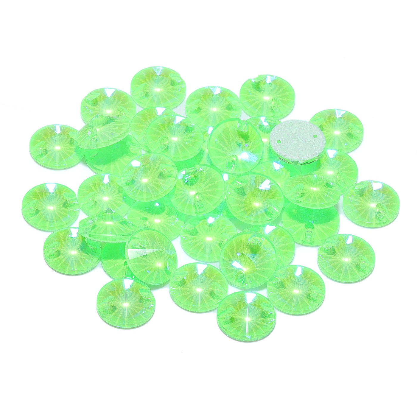 Electric Neon Peridot Rivoli form av högkvalitativ glas Sew-on Rhinestones Sekundär produktbild