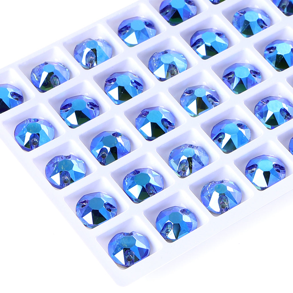 Light Sapphire Shimmer XIRIUS Round Shape High Quality Glass Sew-on Rhinestones WholesaleRhinestone
