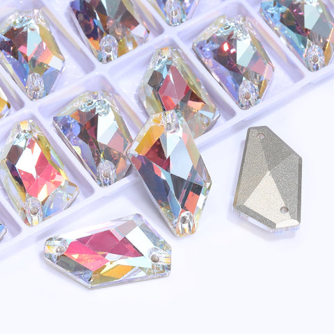 Light Crystal AB De-Art Shape High Quality Glass Sew-on Rhinestones