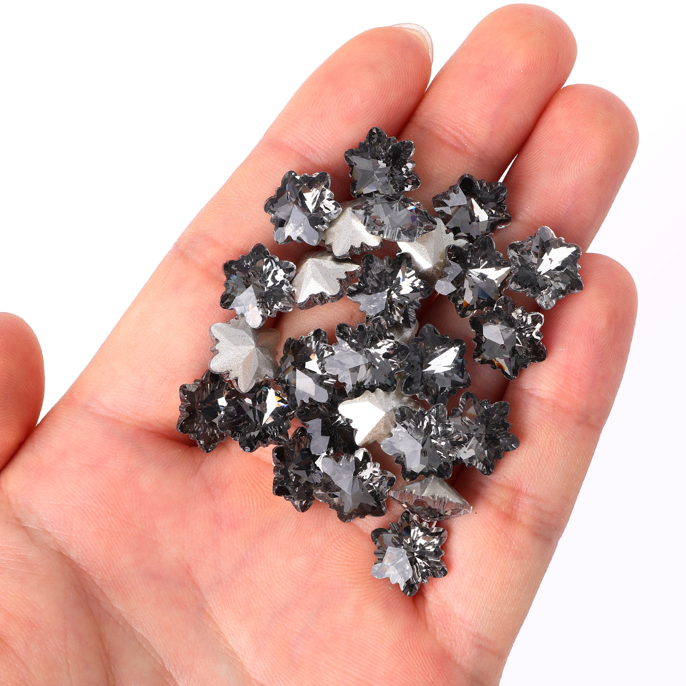Svart diamant snøfnuggform glass spiss tilbake fancy rhinestones Secondary image