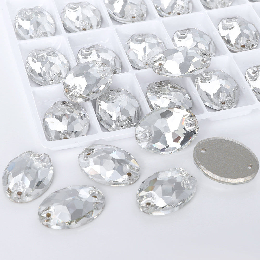 Silver Shade Oval Shape High Quality Glass Sew-on Rhinestones WholesaleRhinestone