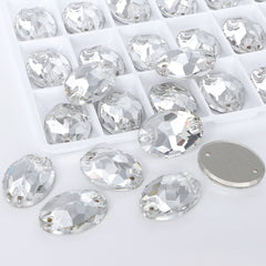 Silver Shade Oval Shape High Quality Glass Sew-on Rhinestones