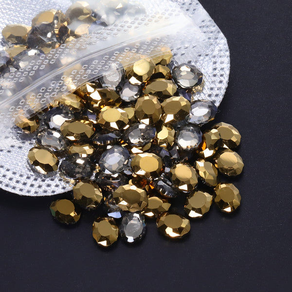 Mine Gold Magic Mirror Shape Pointed Back Fancy Rhinestones For Nail Art