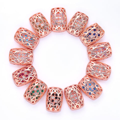 Cushion Rectangle Shape Rose Gold Plated High-Quality Sew-on Alloy Charms Inlaid Cubic Zirconia