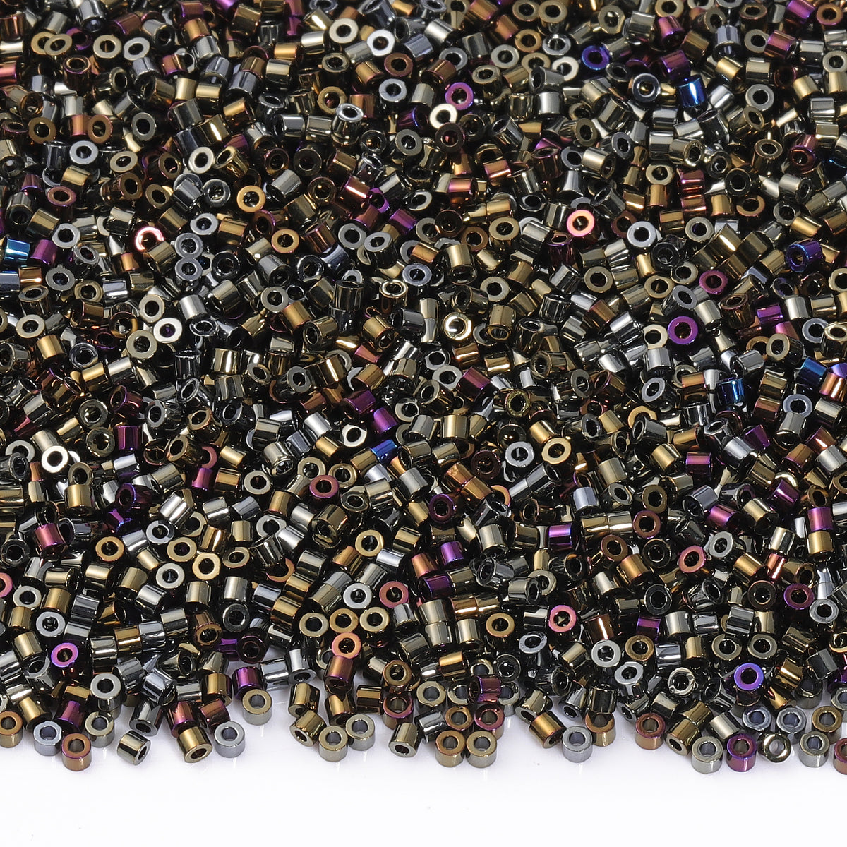 Metallic Luster Mixed Color Hight Quality Glass Cylinder Seed Beads 1.6 MM Size JS3006 WholesaleRhinestone メイン画像
