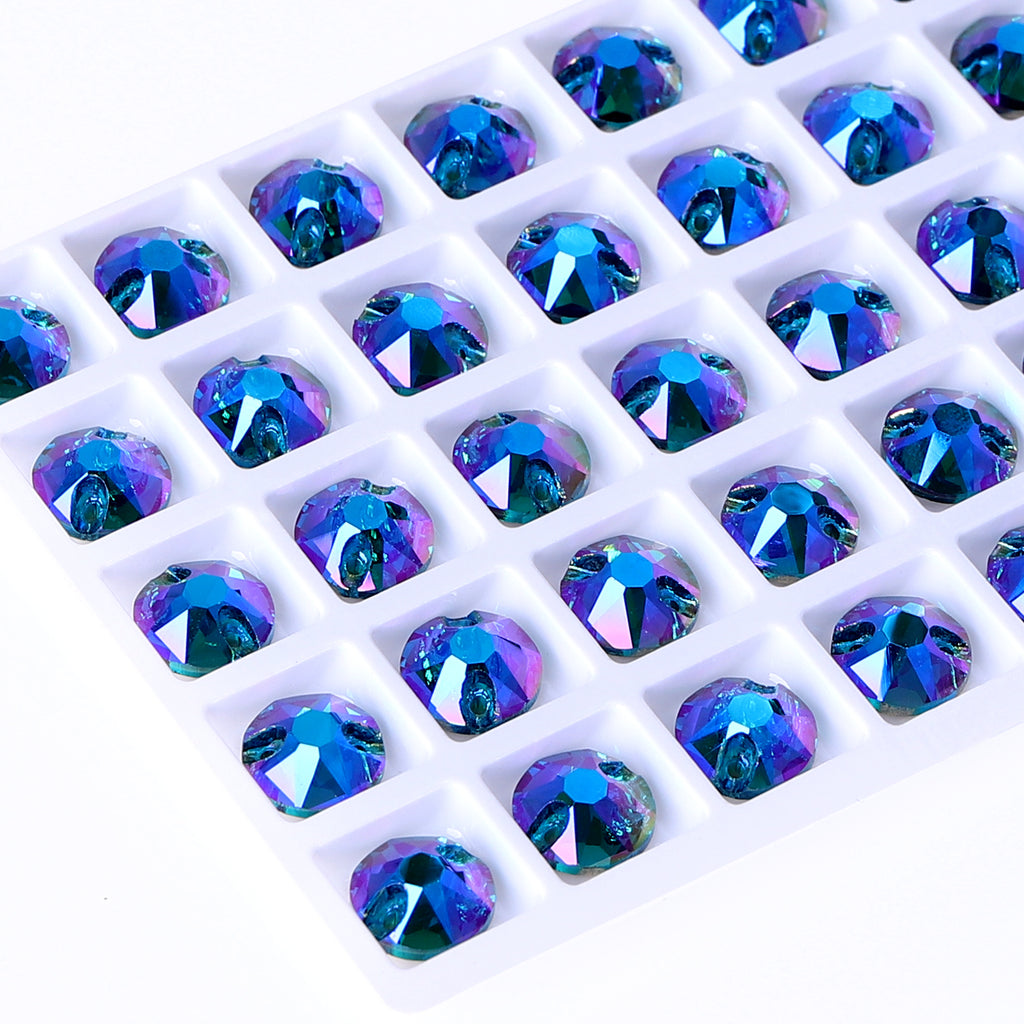 Indicolite Shimmer XIRIUS Round Shape High Quality Glass Sew-on Rhinestones WholesaleRhinestone