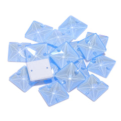 Electric Neon Light Blue Square Shape High Quality Glass Sew-on Rhinestones