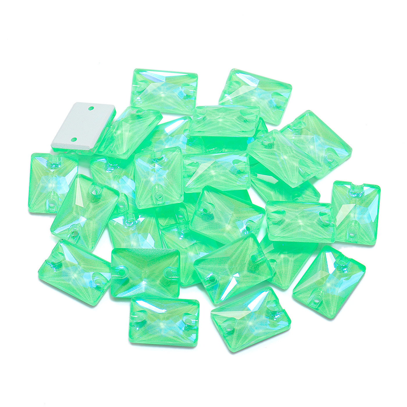 Electric Neon Greenwrap Rectangle Shape High Quality Glass Sew-on Rhinestones