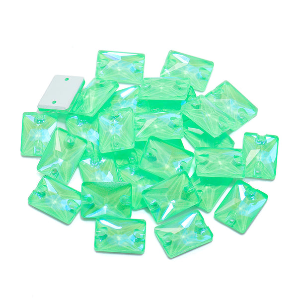 Electric Neon Greenwrap Rectangle Shape High Quality Glass Sew-on Rhinestones WholesaleRhinestone