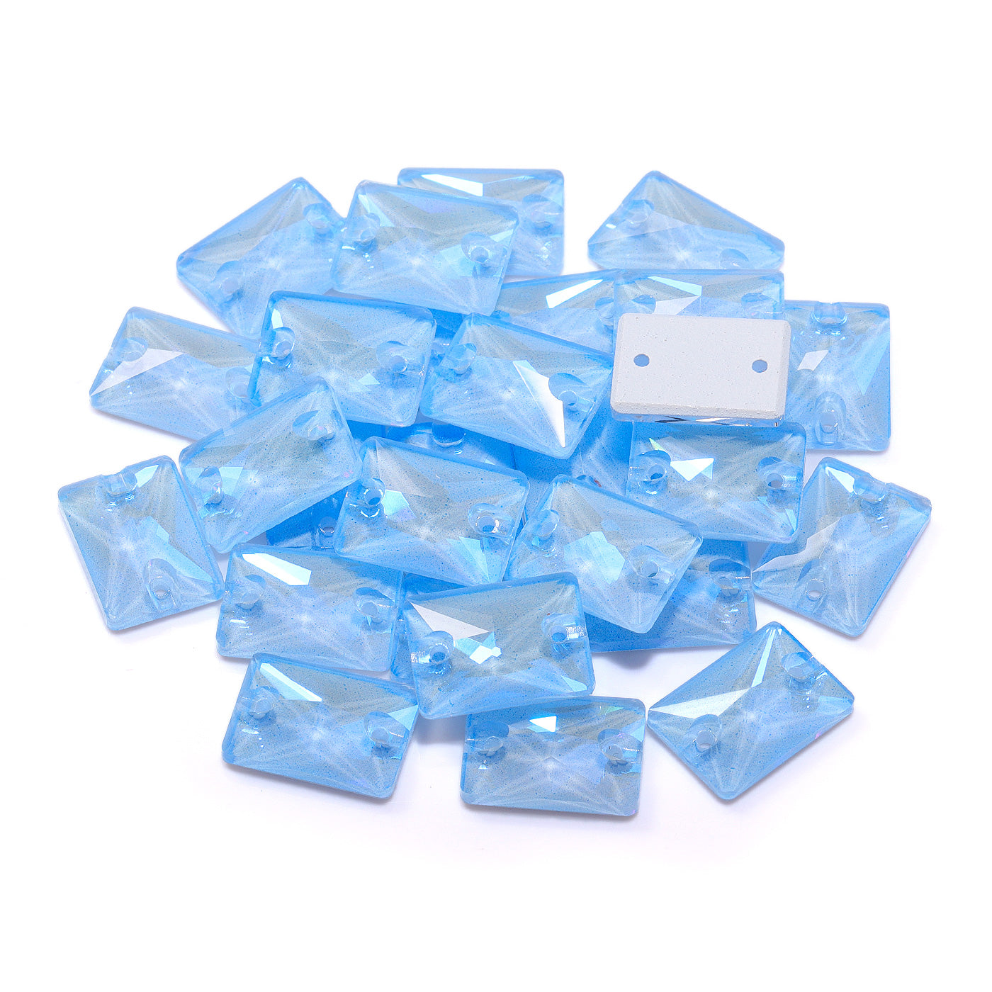 Electric Neon Light Blue Rectangle Shape High Quality Glass Sew-on Rhinestones Secondary image