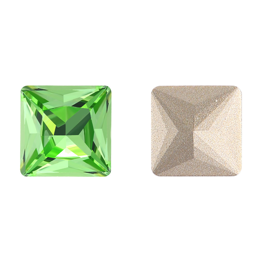 Peridot Princess Square Shape High Quality Glass Pointed Back Fancy Rhinestones WholesaleRhinestone