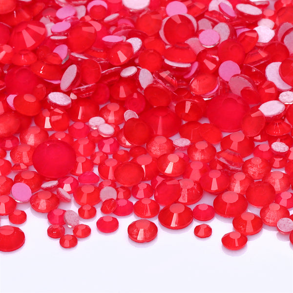Mixed Sizes Neon Red Glass Flat Back Rhinestones For Nail Art WholesaleRhinestone
