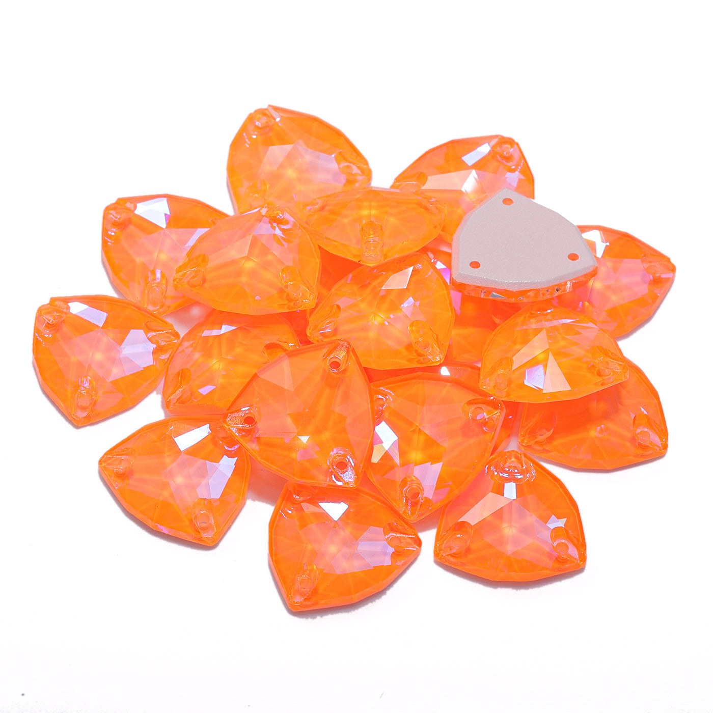 Electric Neon Orange Yellow Trilliant Shape High Quality Glass Sew-on Rhinestones Secondary image