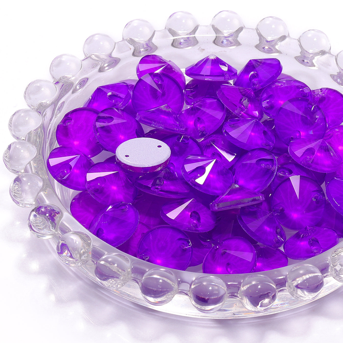 Mocha Neon Violet Rivoli Shape High Quality Glass Sew-on Rhinestones