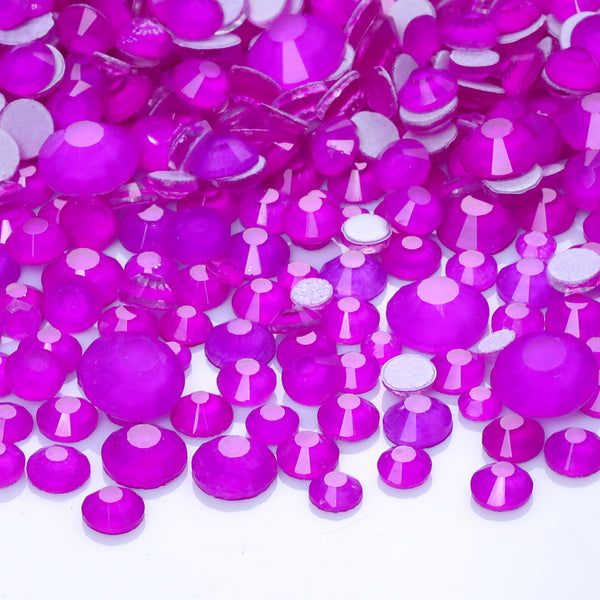 Mixed Sizes Neon Purple Glass Flat Back Rhinestones For Nail Art WholesaleRhinestone
