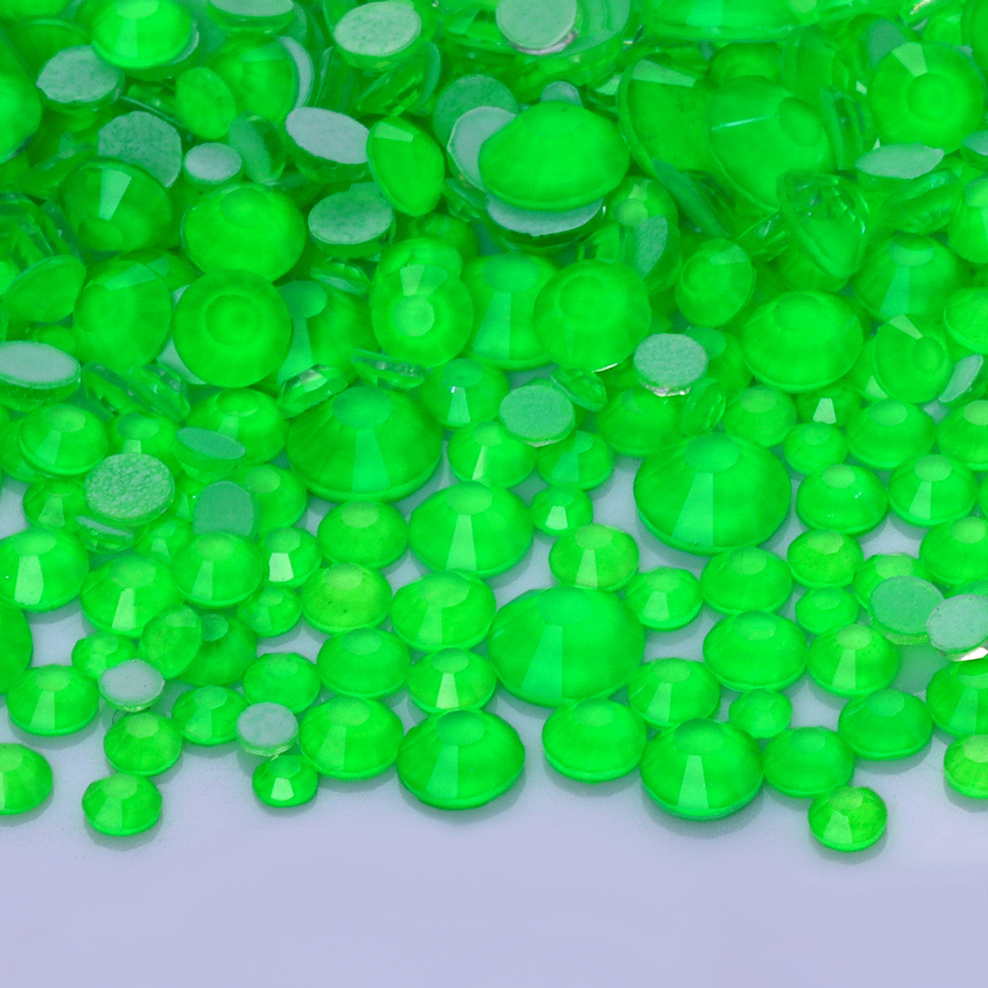 Mixed Sizes Green Glass FlatBack Neon Rhinestones For Nail Art WholesaleRhinestone