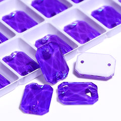 Electric Neon Violet Octagon Shape High Quality Glass Sew-on Rhinestones