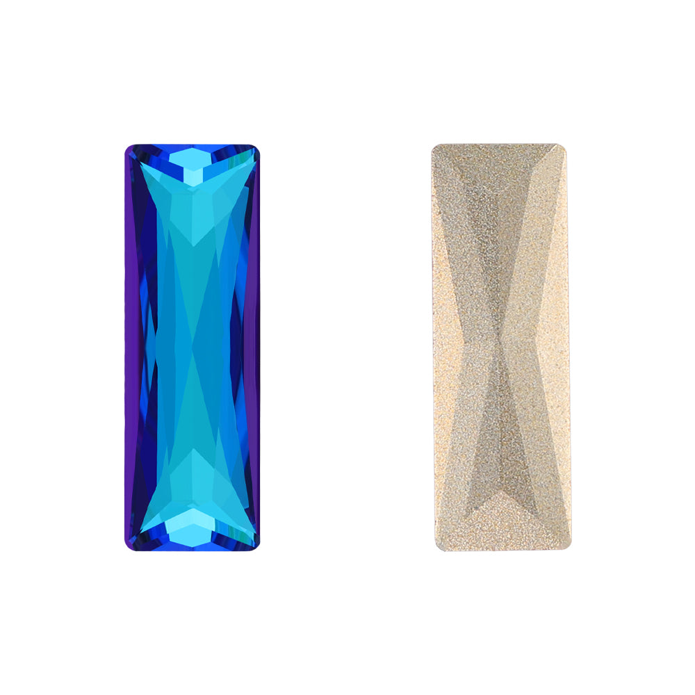 Bermuda Blue Princess Baguette Shape High Quality Glass Pointed Back Fancy Rhinestones WholesaleRhinestone Imagen principal del producto