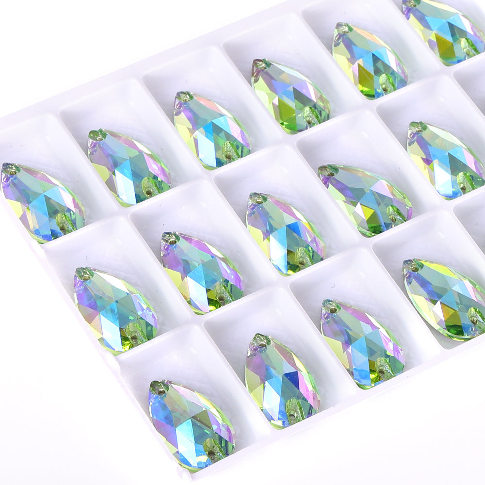 Peridot Shimmer Drop Shape High Quality Glass Sew-on Rhinestones WholesaleRhinestone