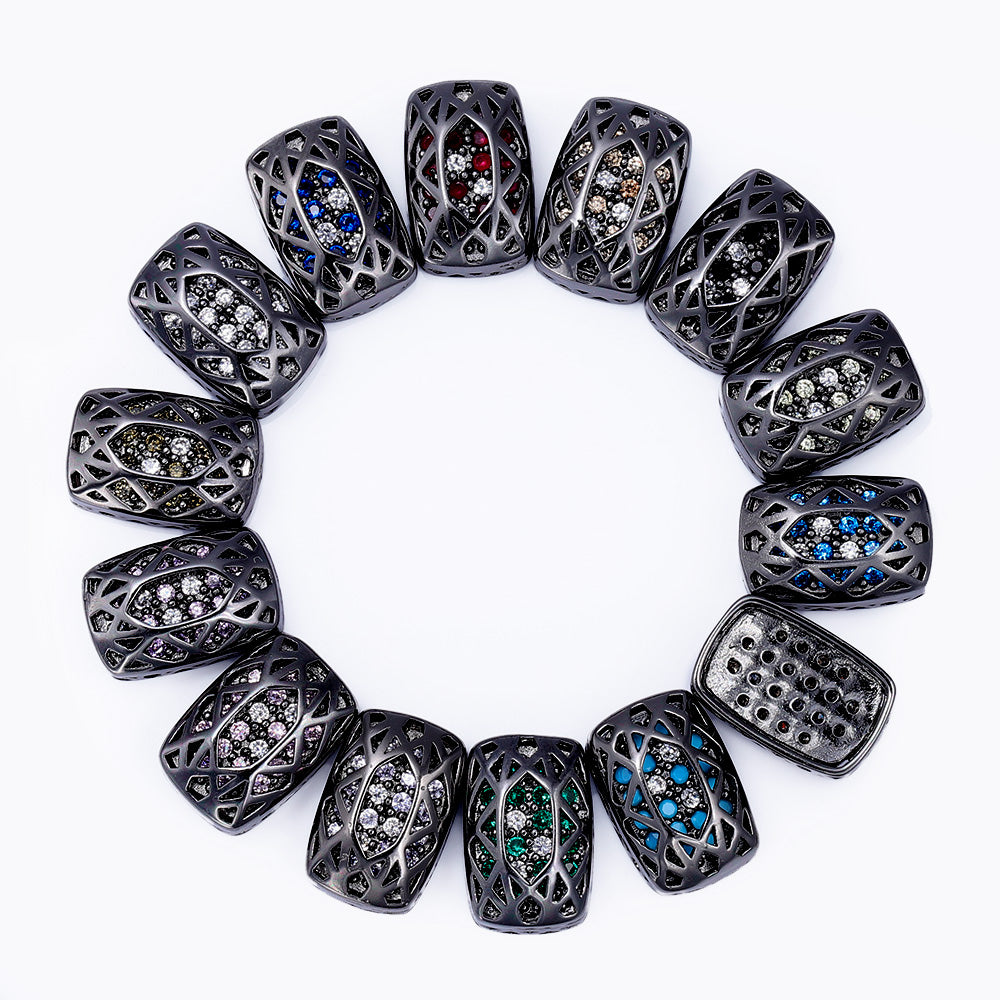 Cushion Rectangle Shape Hematite Plated High-Quality Sew-on Alloy Charms Inlaid Cubic Zirconia WholesaleRhinestone