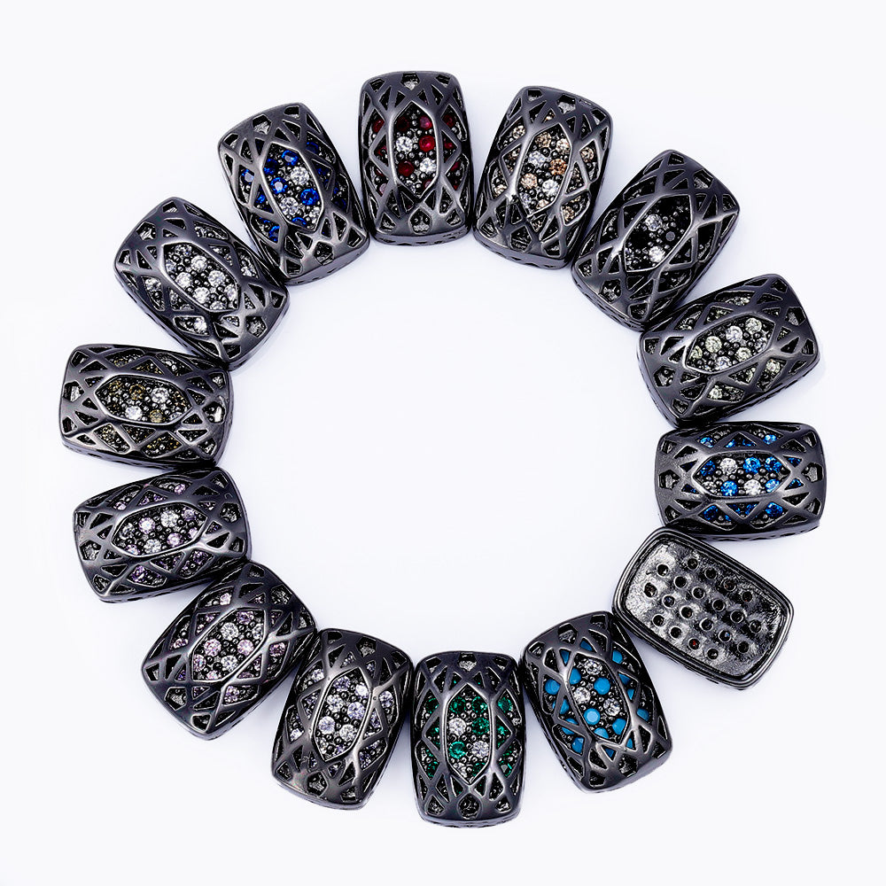 Cushion Rectangle Shape Hematite Plated High-Quality Sew-on Alloy Charms Inlaid Cubic Zirconia