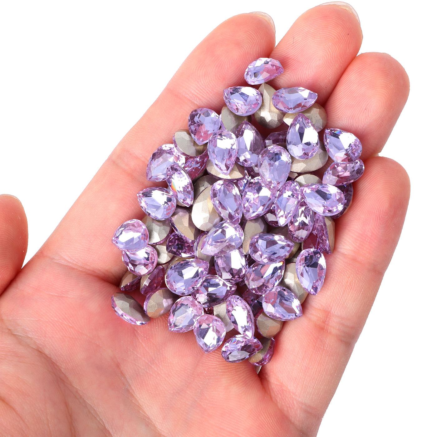 Lavender Pear Shape Glass Pointed Back Fancy Rhinestones