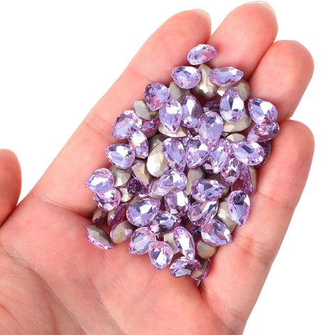 Lavender Pear Shape Glass Pointed Back Fancy Rhinestones Secondary image