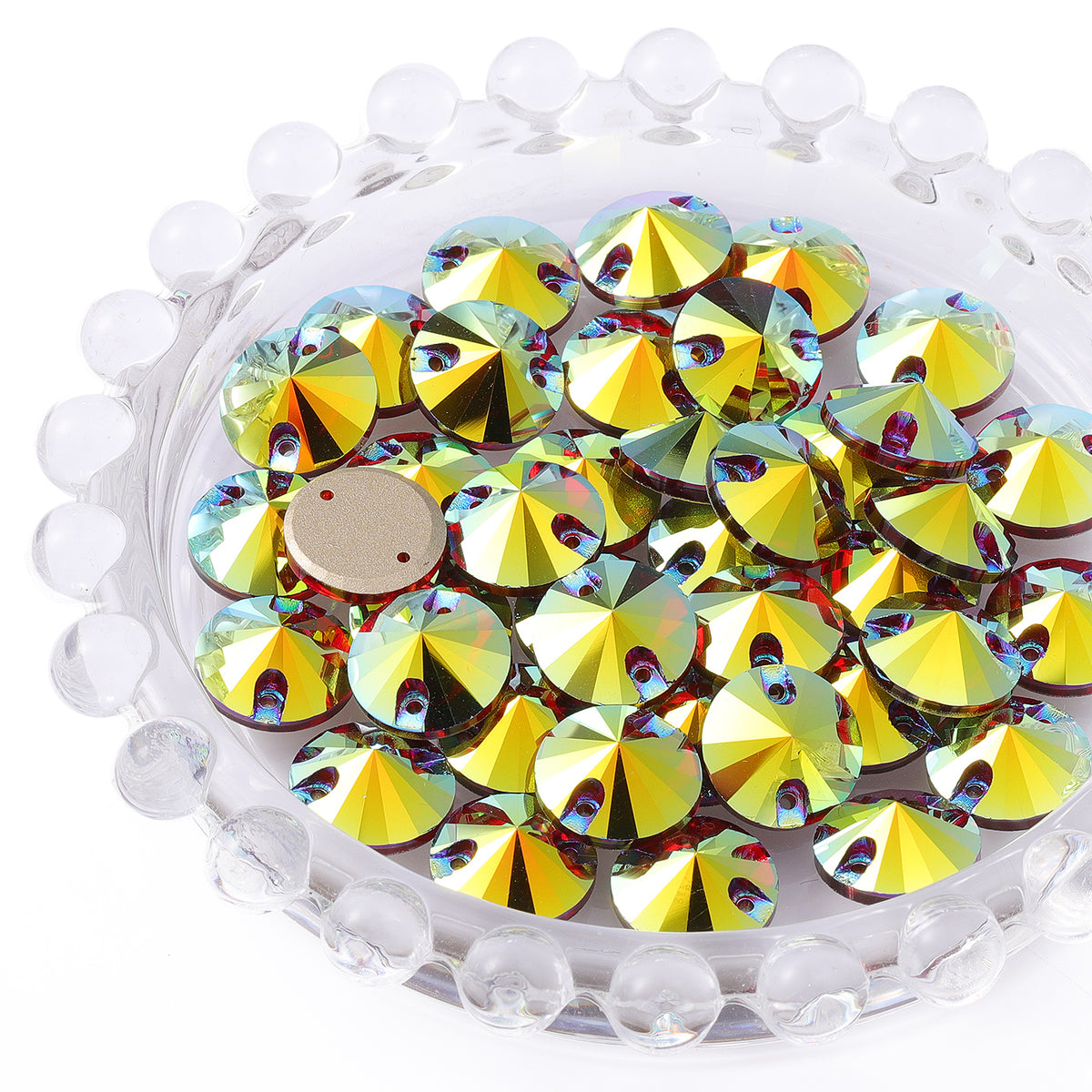 Siam AB Rivoli Shape High Quality Glass Sew-on Rhinestones WholesaleRhinestone