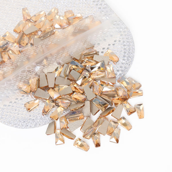 Trapezoid Shape Golden Shadow Flat Back Fancy Rhinestones