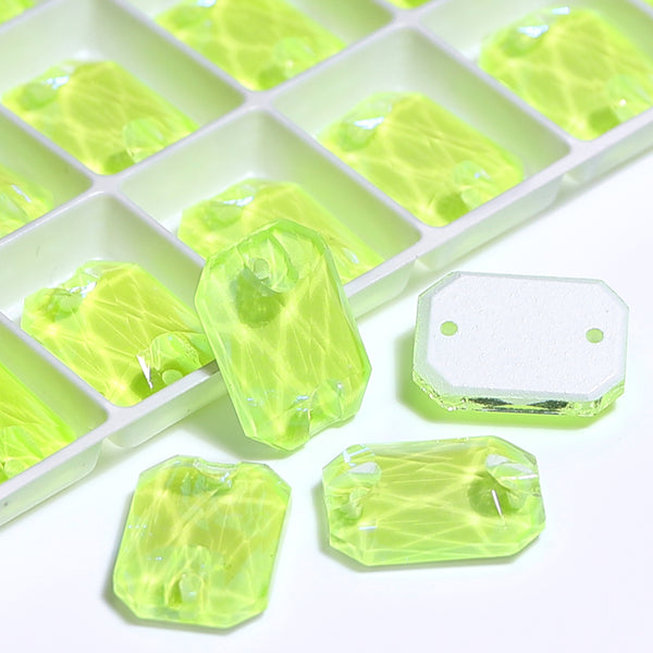 Electric Neon Jonquil Octagon Shape High Quality Glass Sew-on Rhinestones WholesaleRhinestone