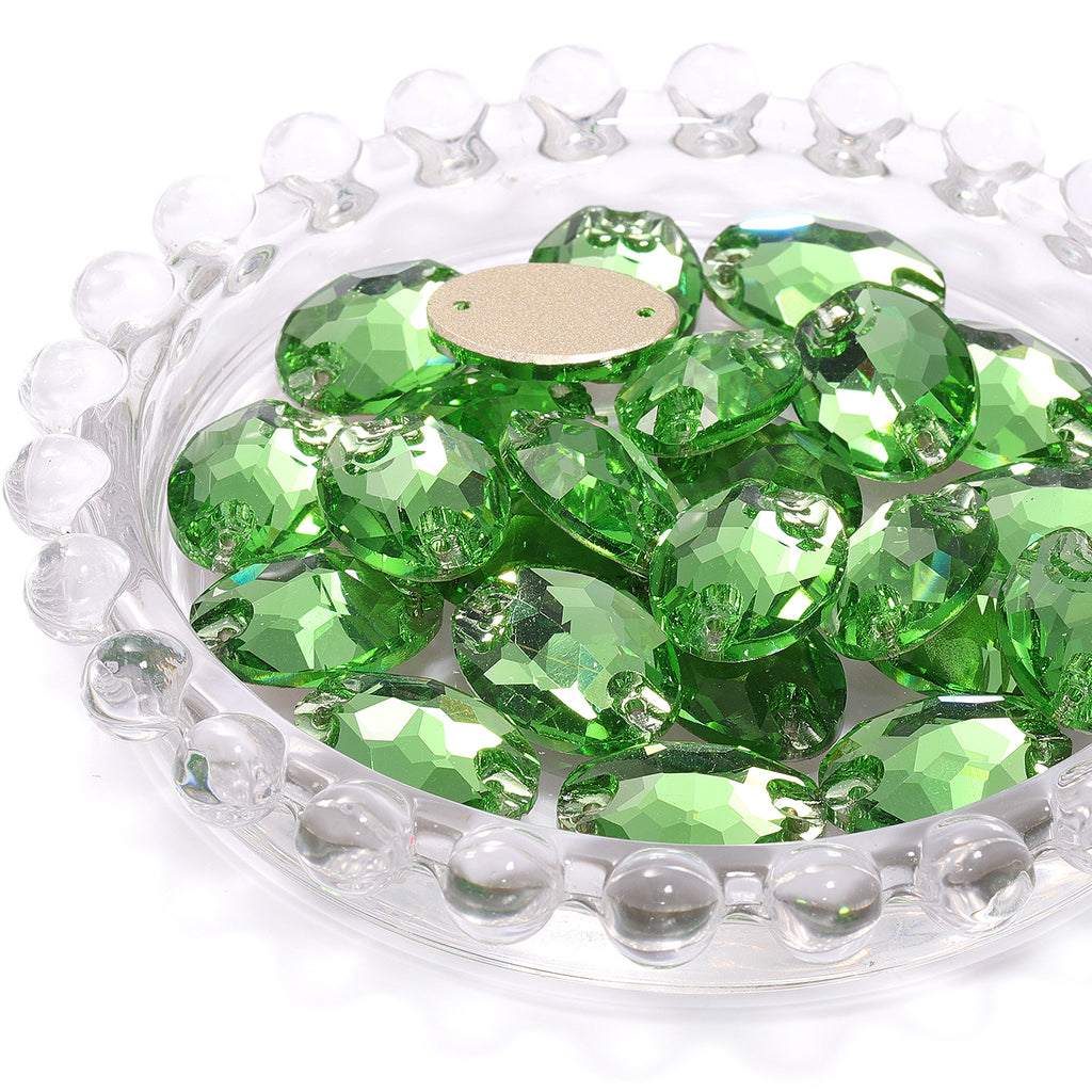Peridot Oval Shape High Quality Glass Sew-on Rhinestones WholesaleRhinestone