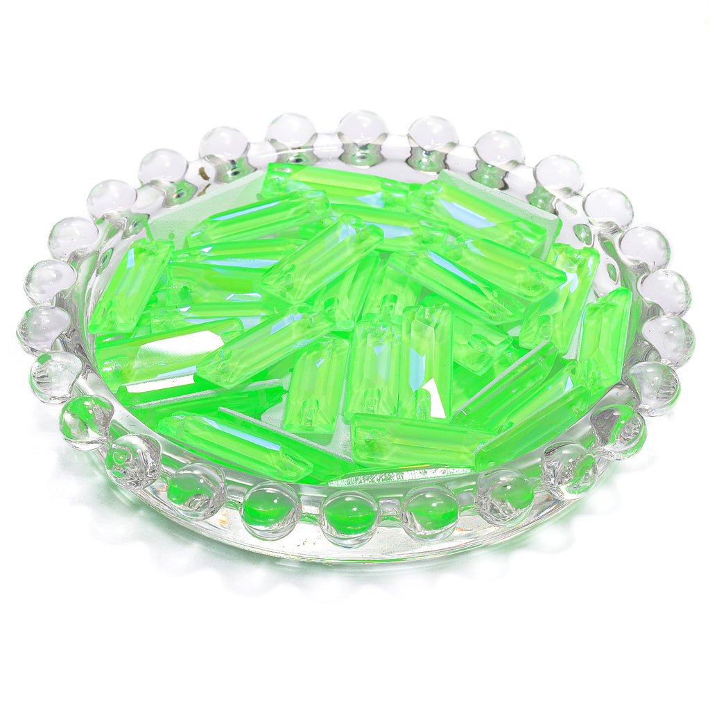 Electric Neon Peridot Cosmic Baguette Shape High Quality Glass Sew-on Rhinestones WholesaleRhinestone