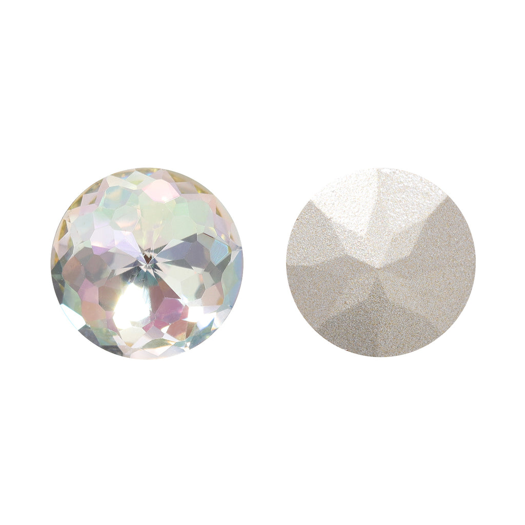 Luminous Green Dome Round Shape High Quality Glass Pointed Back Fancy Rhinestones WholesaleRhinestone