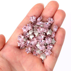 Pink Snowflake Shape Glass Pointed Back Fancy Rhinestones