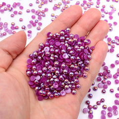 Dark Purple AB Resin Flat Back Pearls Multi Sizes WholesaleRhinestone