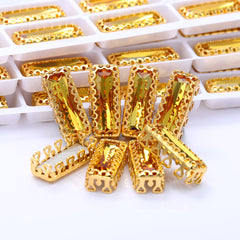 Light Topaz Princess Baguette Shape High-Quality Glass Sew-on Nest Hollow Claw Rhinestones