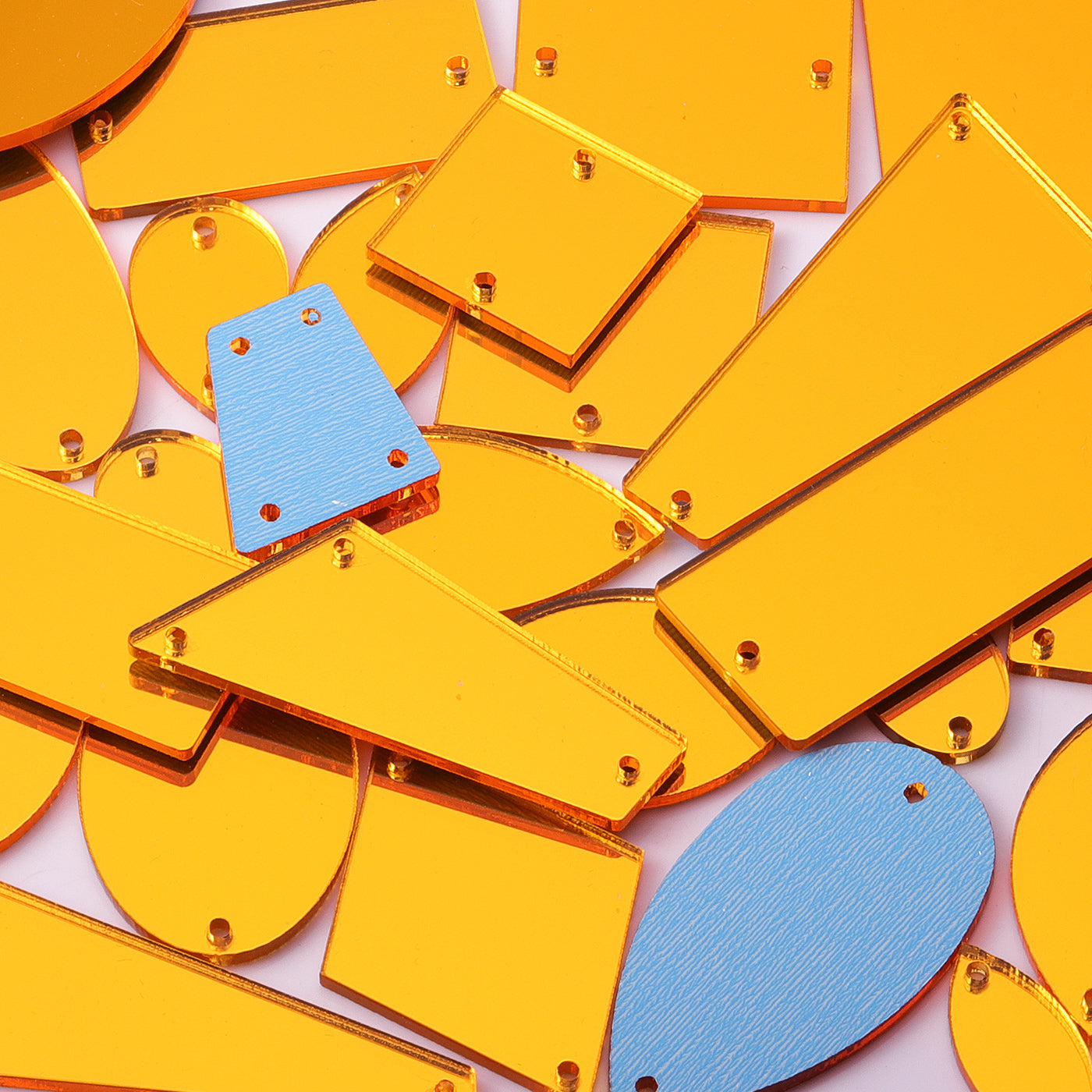 Golden Yellow Mixed Shapes Acrylic Sew-on Mirror For Dance Costume WholesaleRhinestone