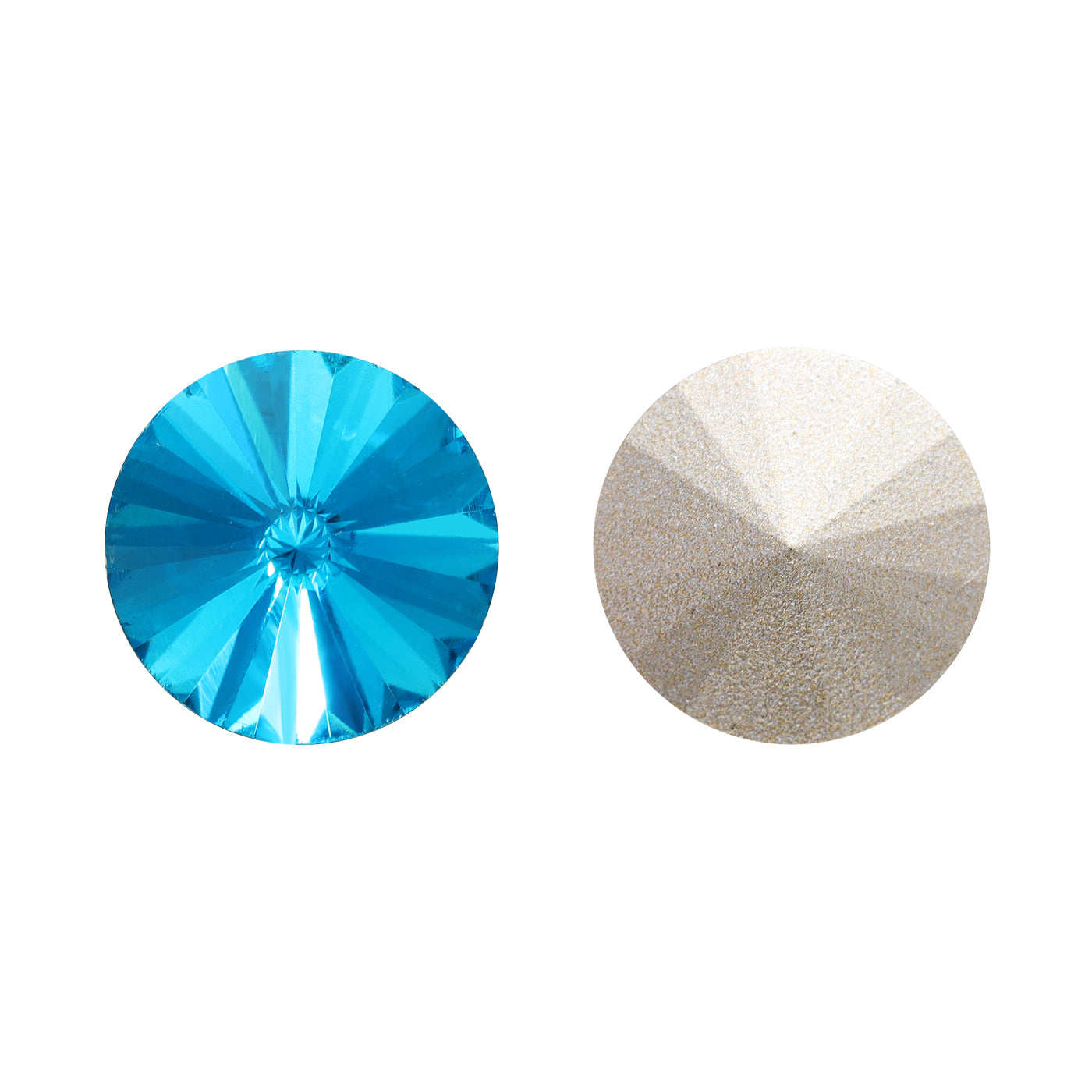Aquamarine Rivoli Shape High Quality Glass Pointed Back Fancy Rhinestones WholesaleRhinestone Imagen principal del producto