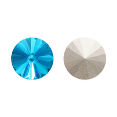 Aquamarine Rivoli Shape High Quality Glass Pointed Back Fancy Rhinestones