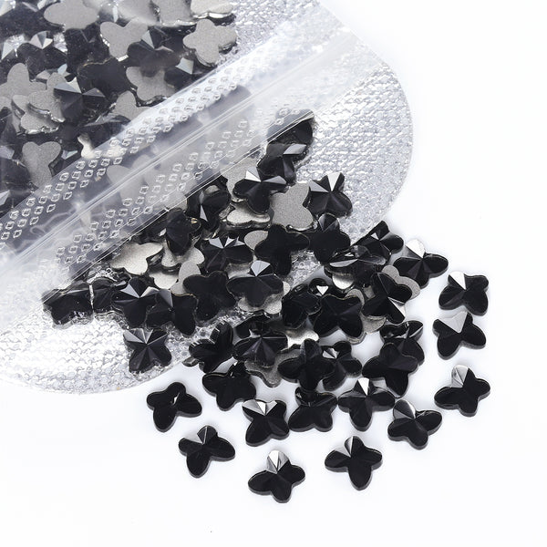 Butterfly Shape Black Flat Back Fancy Rhinestones