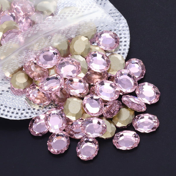 Light Pink Magic Mirror Shape Pointed Back Fancy Rhinestones For Nail Art
