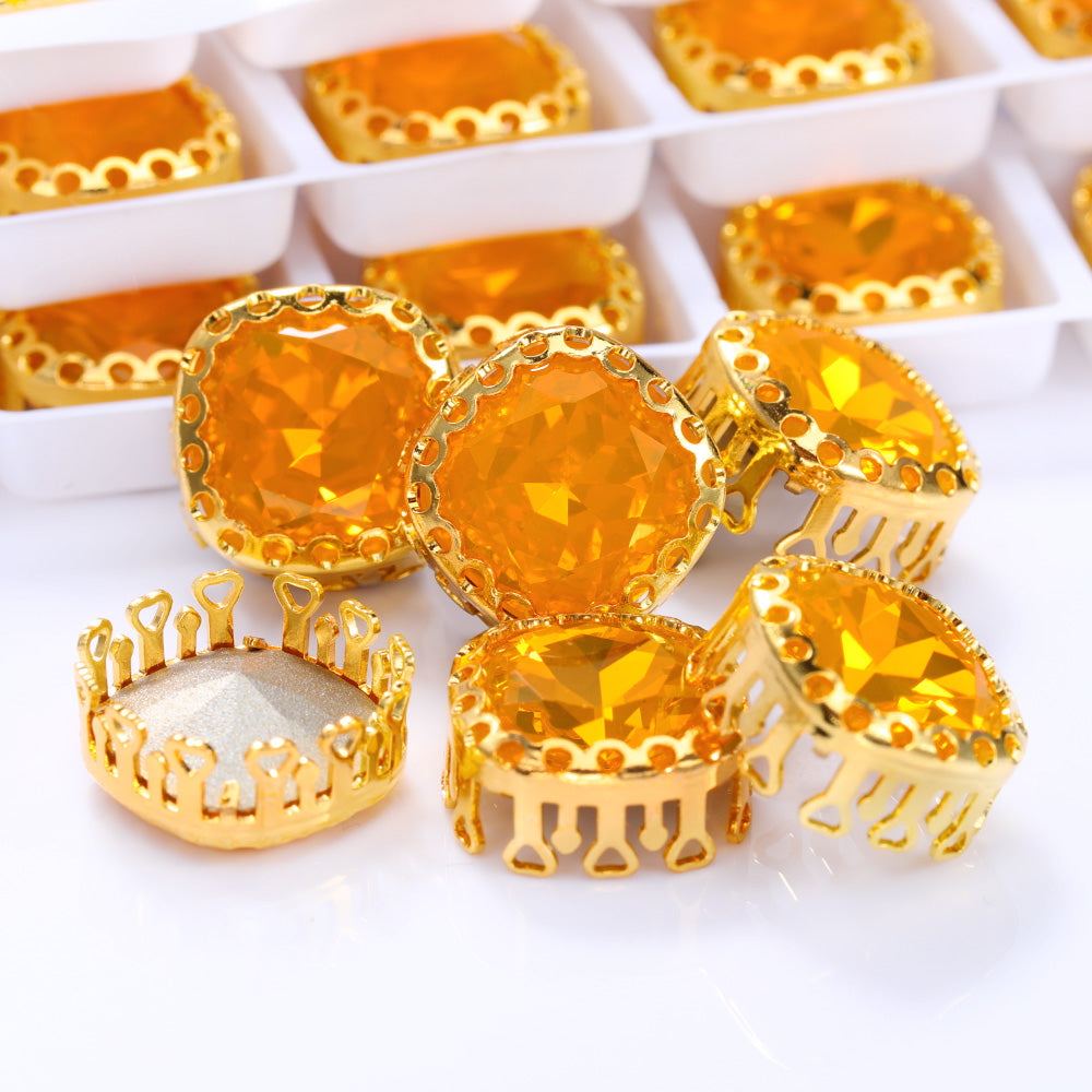 Topaz Opal Cushion Square Shape High-Quality Glass Sew-on Nest Hollow Claw Rhinestones WholesaleRhinestone