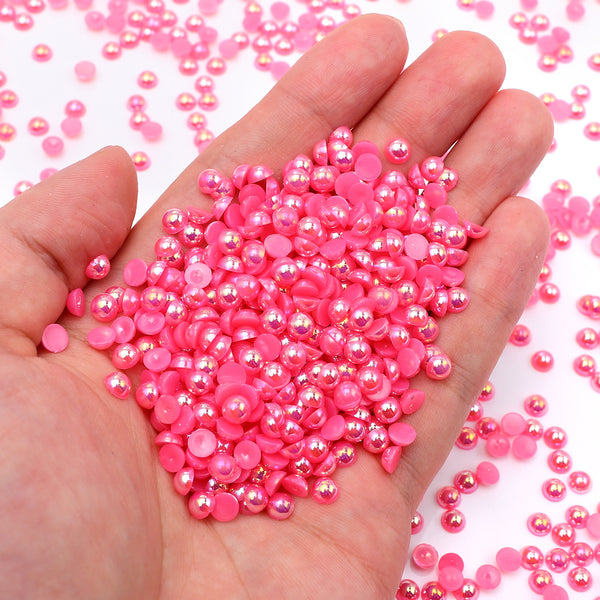 Peach Red AB Resin Flat Back Pearls Multi Sizes WholesaleRhinestone