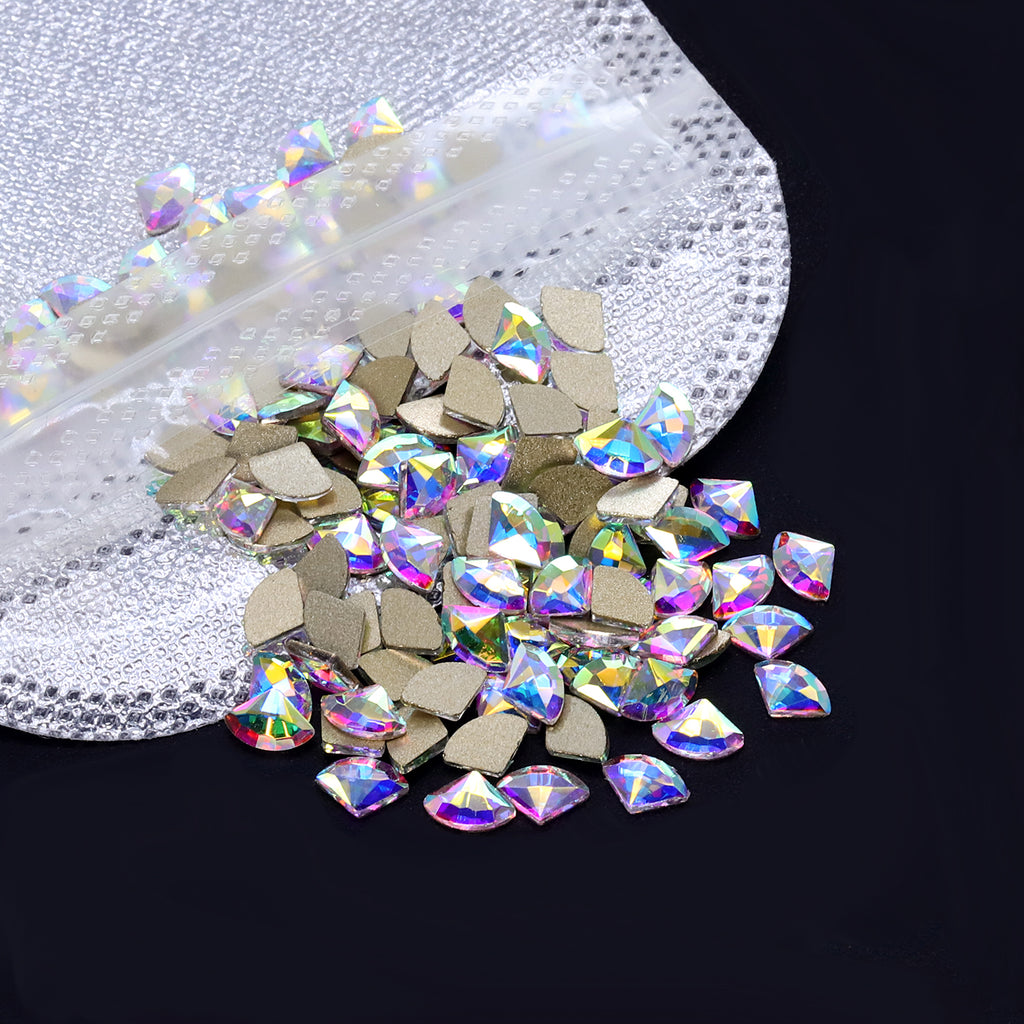 Sector Shape Crystal AB Flat Back Fancy Rhinestones