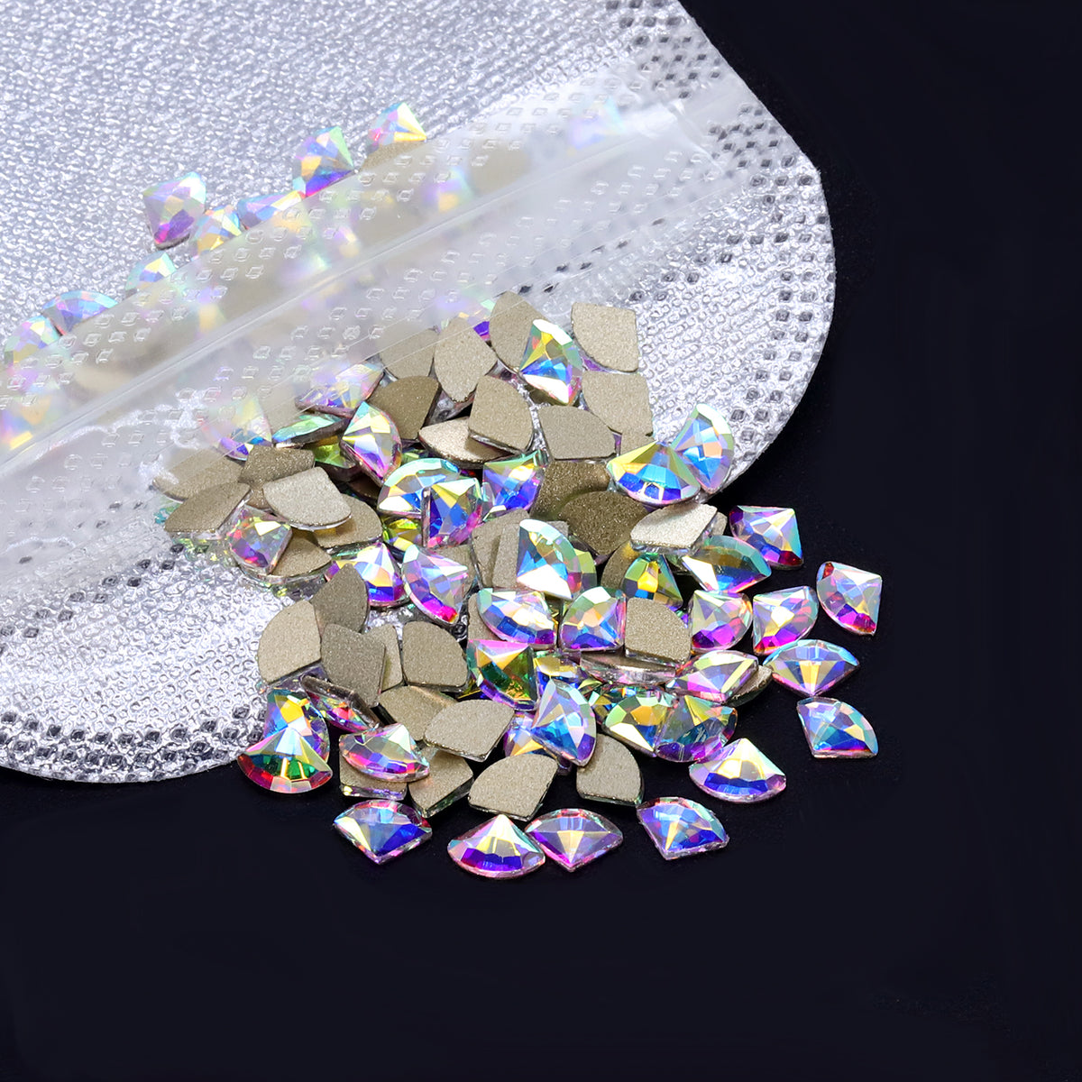 Sector Shape Crystal AB Flat Back Fancy Rhinestones