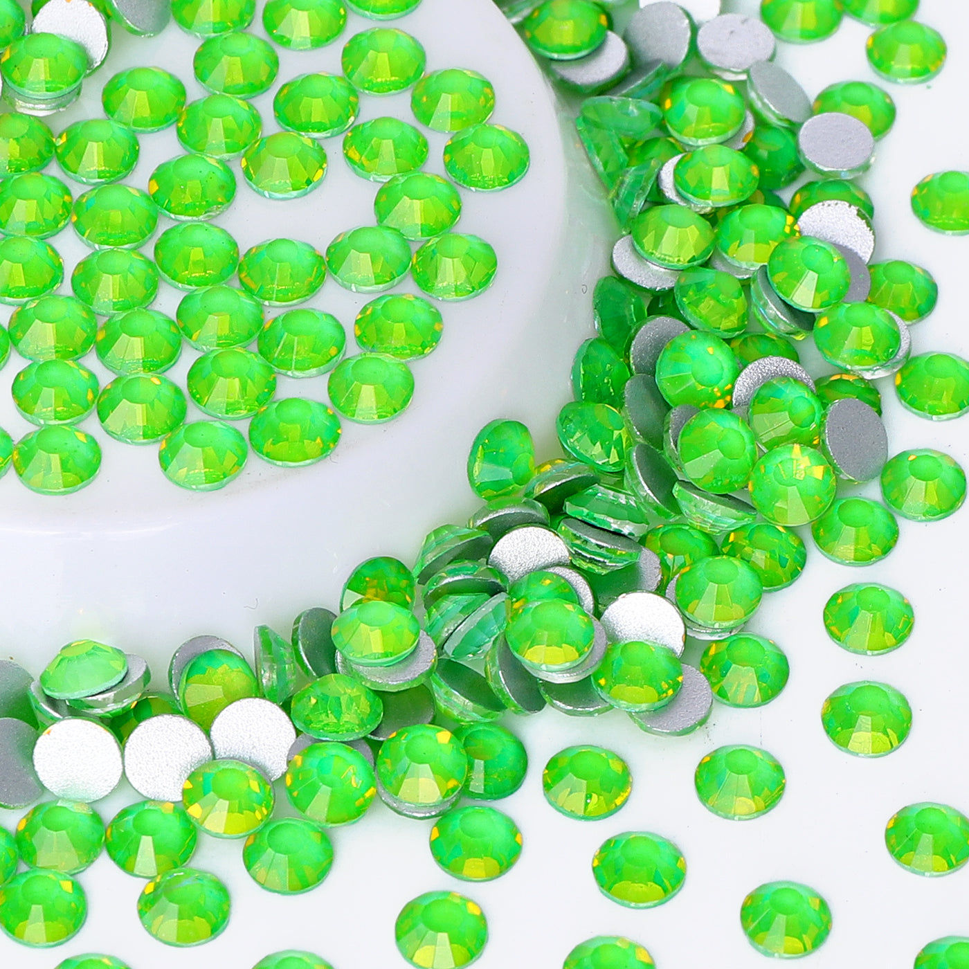 Blinkende strålende grøn glas fladback rhinestones sølv tilbage Sekundært billede