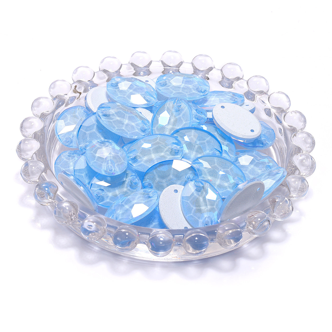 Electric Neon Light Blue Oval Shape High Quality Glass Sew-on Rhinestones WholesaleRhinestone