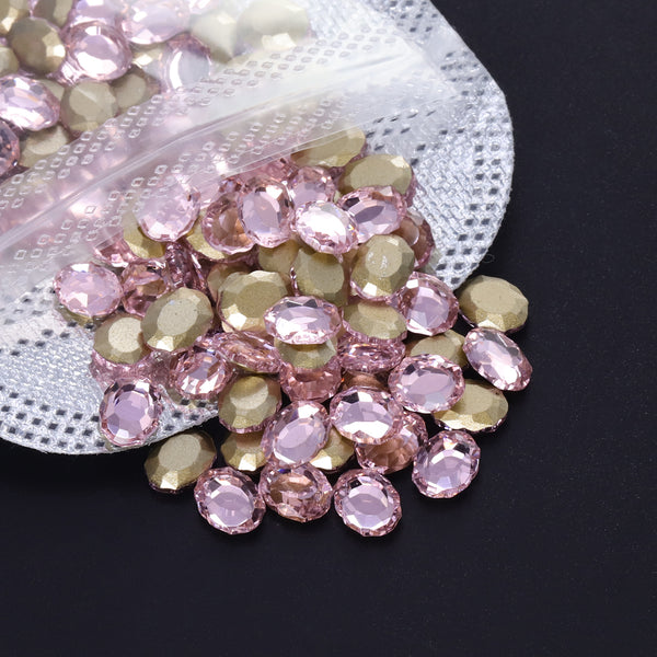 Light Pink Magic Mirror Shape Pointed Back Fancy Rhinestones For Nail Art